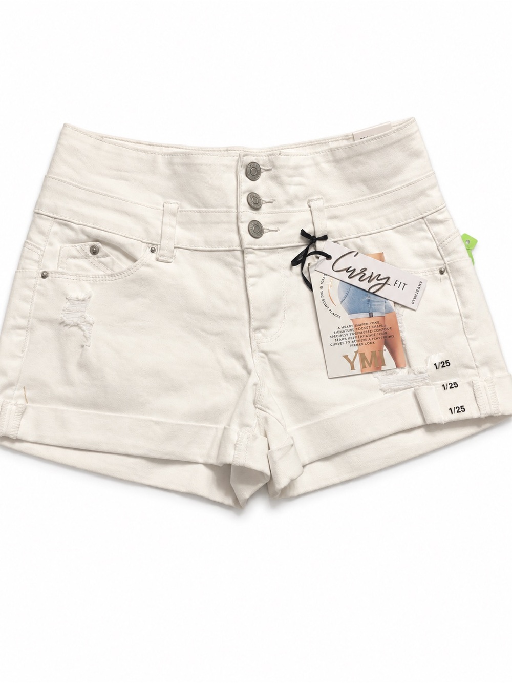 NWT YMI Curvy Fit White High-Rise Jean Shorts Size 25 Retail $38.00